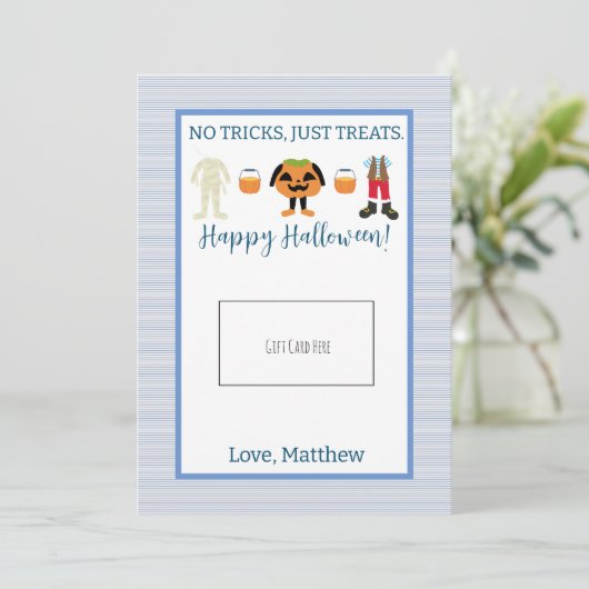 Teacher Blue Halloween Gift Kaart Houder (Staand voorkant)