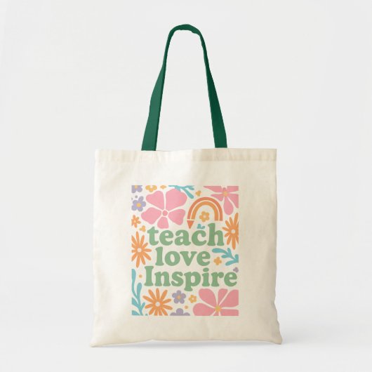 Teacher Boho Floral  Tote Bag (Voorkant)