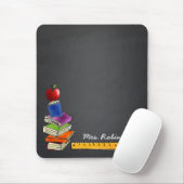 Teacher Book Stack met Apple Chalkboard Monogram Muismat (Met muis)