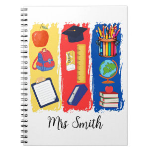 Teacher Bright Color Brushstroke Personaliseren Notitieboek