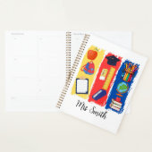 Teacher Bright Color Brushstroke Personaliseren Planner (Display)
