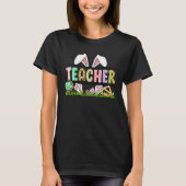 Teacher Bunny Ears Leopard Pink Plaid Rabbit Eggs  T-shirt (Voorkant)