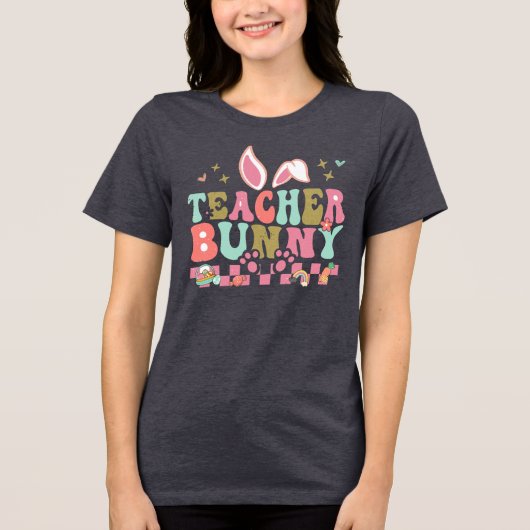 Teacher Bunny Graphic Tri-Blend Shirt (Voorkant)