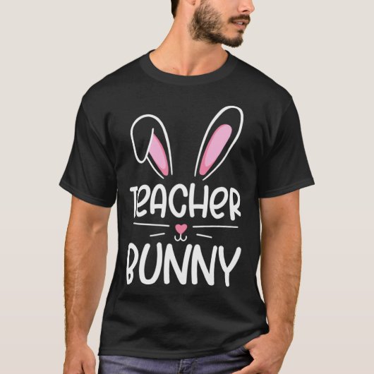 Teacher Bunny Happy Easter Day Men Women Matching  T-shirt (Voorkant)