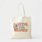 Teacher Canvas tas, Teach Coffee Herhaal Trendy Ta Tote Bag (Voorkant)