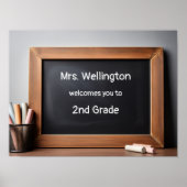 Teacher Chalkboard Blackboard Custom Welcome Poster (Voorkant)