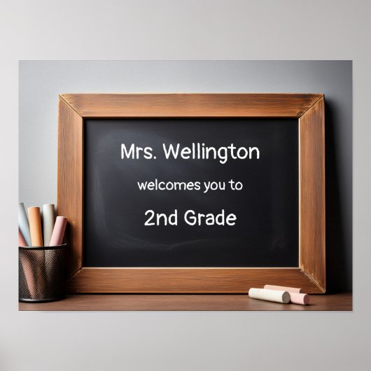 Teacher Chalkboard Blackboard Custom Welcome Poster (Voorkant)