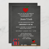 Teacher Chalkboard Heart Afstuderen Invitation Kaart (Voorkant / Achterkant)