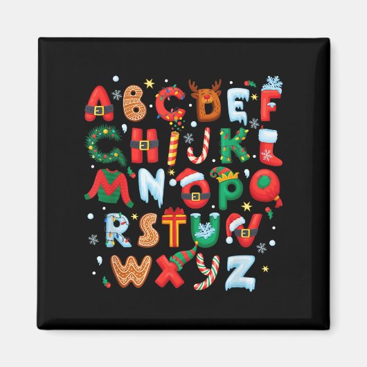 Teacher Christmas Alphabet Back To School Holiday  Magneet (Voorkant)