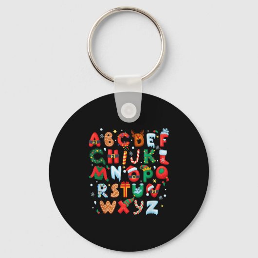 Teacher Christmas Alphabet Back To School Holiday Sleutelhanger (Voorkant)
