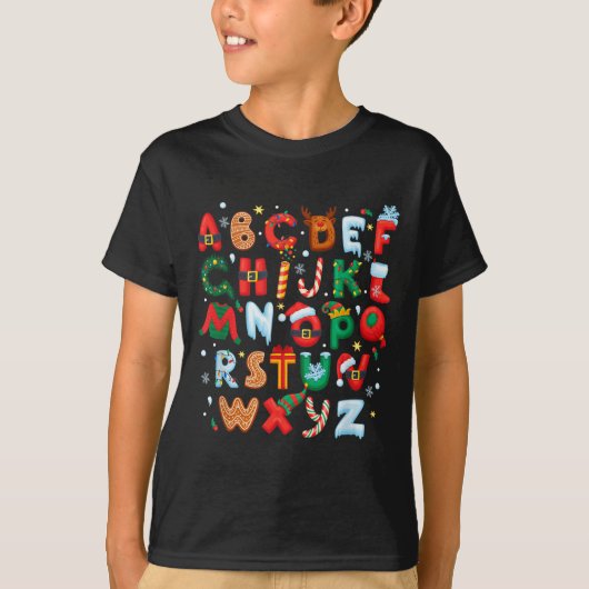 Teacher Christmas Alphabet Back To School Holiday  T-shirt (Voorkant)