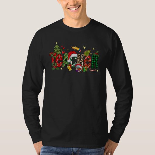 Teacher Christmas Books Santa Leopard Plaid Cakes  T-shirt (Voorkant)