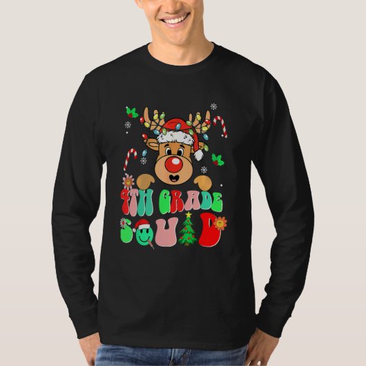 Teacher Christmas Funny 4th Grade Squad Reindeer G T-shirt (Voorkant)
