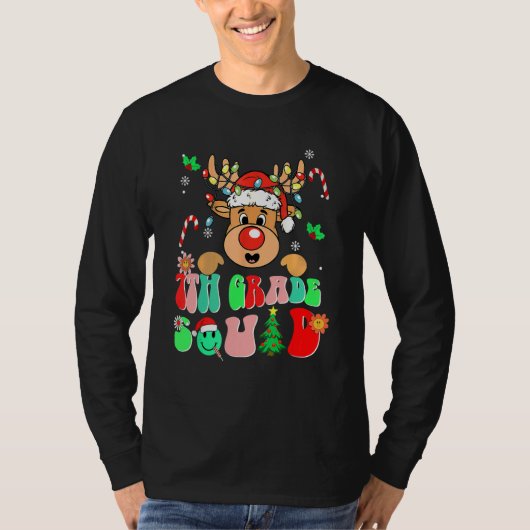 Teacher Christmas Funny 7th Grade Squad Reindeer G T-shirt (Voorkant)