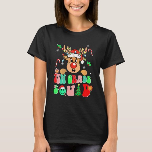 Teacher Christmas Funny 7th Grade Squad Reindeer G T-shirt (Voorkant)