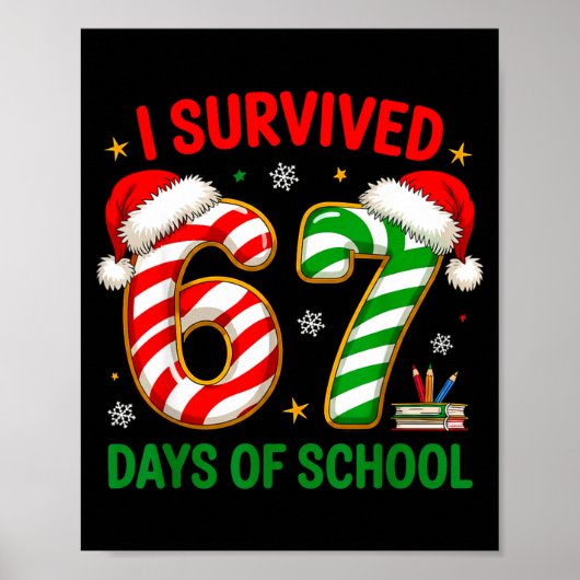 Teacher Christmas Funny Meme I Survived 67 Days Of Poster (Voorkant)