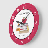 Teacher Classroom Red Apple Custom Grote Klok (Hoek)