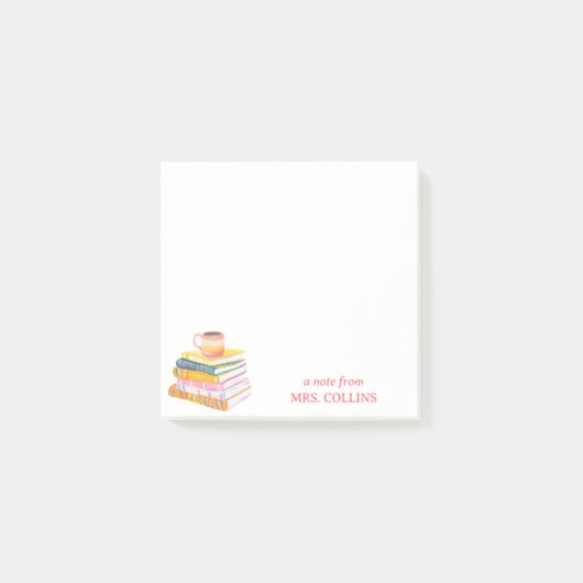 Teacher coffee & books Post-It Notes 3 x 3" (Voorkant)