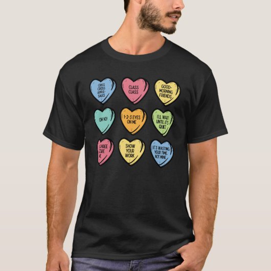 Teacher Conversation Hearts Valentines Day Women M T-shirt (Voorkant)