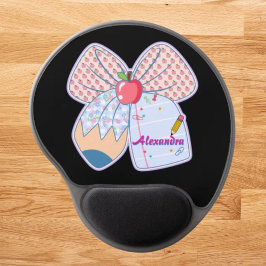 Teacher Coquette Bow Pencil School with Name  Gel Muismat