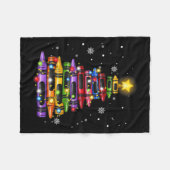 Teacher Crayon Christmas Tree Lights Student Schoo Fleece Deken (Voorkant (Horizontaal))