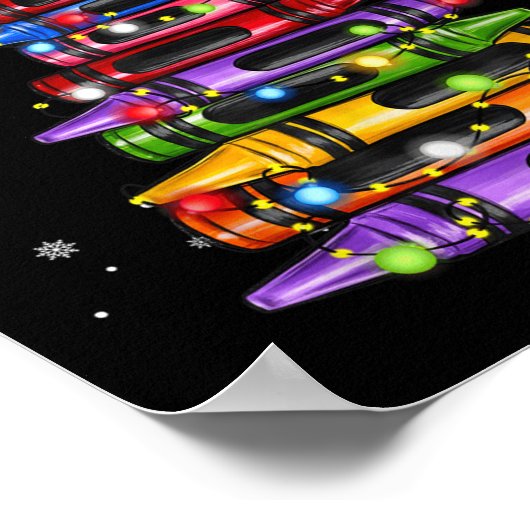 Teacher Crayon Christmas Tree Lights Student Schoo Poster (Hoek)