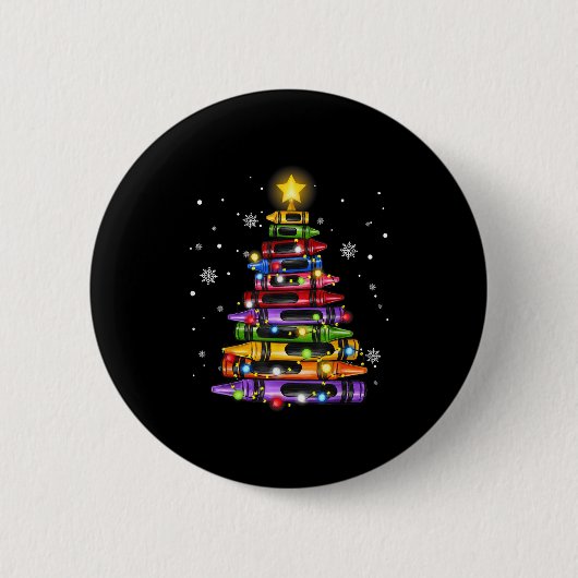 Teacher Crayon Christmas Tree Lights Student Schoo Ronde Button 5,7 Cm (Voorkant)