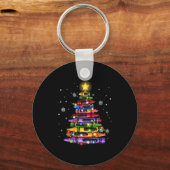 Teacher Crayon Christmas Tree Lights Student Schoo Sleutelhanger (Voorkant)