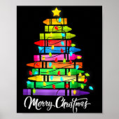 Teacher Crayon Merry Christmas Tree Lights School  Poster (Voorkant)
