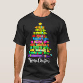Teacher Crayon Merry Christmas Tree Lights School  T-shirt (Voorkant)