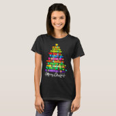 Teacher Crayon Merry Christmas Tree Lights School  T-shirt (Voorkant volledig)