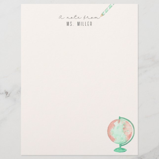 Teacher Custom Notecards Briefhoofd (Voorkant)