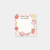 Teacher Cute Pink Personalize Post-It Sticky Notes (Voorkant)
