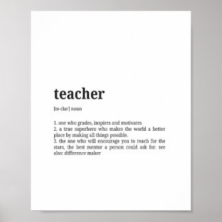 Teacher Definition Dictionary Wall Art Poster