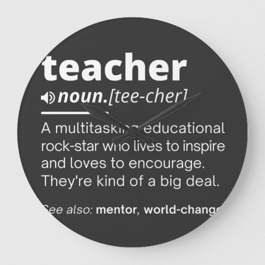Teacher Definition - Funny Teaching School Teacher Grote Klok (Voorkant)