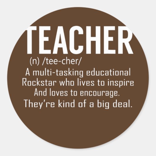 Teacher Definition Teacher Appreciation  Ronde Sticker (Voorkant)