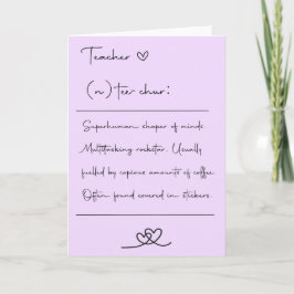 Teacher Definition Thank You Card Kaart