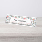 Teacher Doodle Icon Fun Bureau Naambordje (Voorkant)