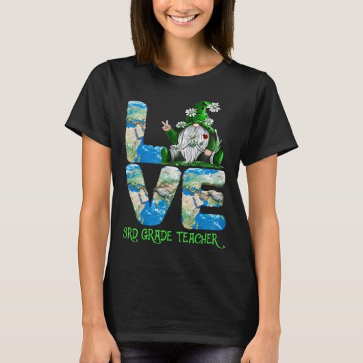 Teacher Earth Day 2023 Gnome 3rd Grade Teacher T-shirt (Voorkant)