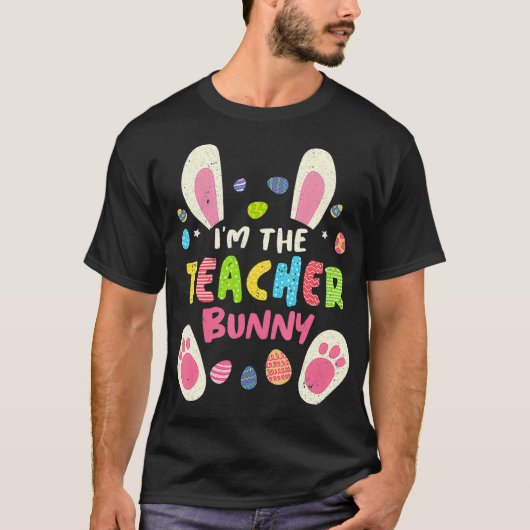 Teacher Easter Matching Family Party Bunny Face Co T-shirt (Voorkant)