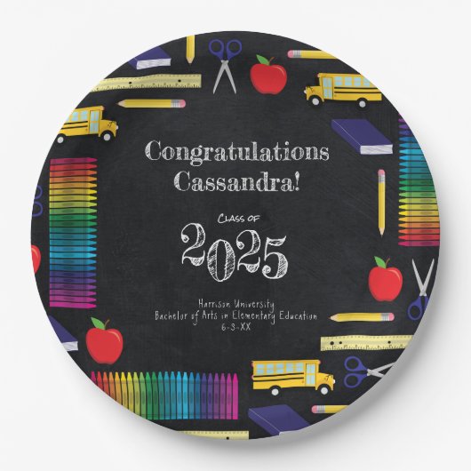 Teacher Education Afstuderen schoolbord Papieren Bordje (Voorkant)
