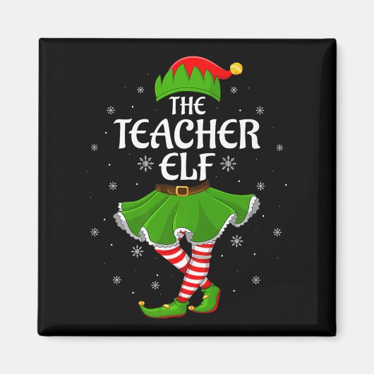 Teacher Elf Christmas Family Girls Women Elf Squad Magneet (Voorkant)