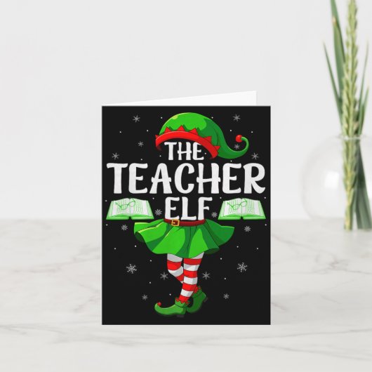 Teacher Elf Christmas Girls Women Elf Squad Xmas F Kaart (Voorkant)
