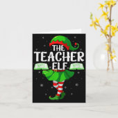 Teacher Elf Christmas Girls Women Elf Squad Xmas F Kaart (Gele Bloem)