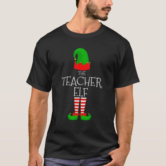 Teacher Elf Family Matching Group Funny Christmas  T-shirt (Voorkant)