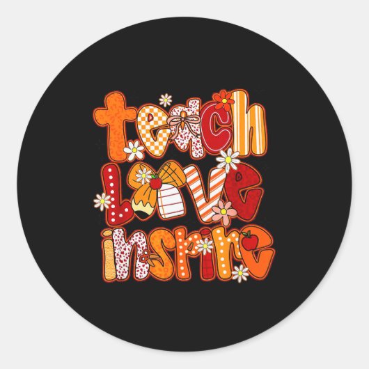 Teacher Fall,teach Love Insre,autumn Teacher Funny Ronde Sticker (Voorkant)