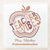 Teacher Gift Apple Boho Glazen Onderzetter (Voorkant)