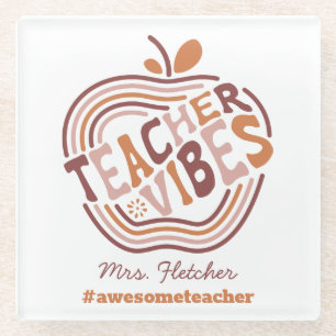 Teacher Gift Apple Boho Glazen Onderzetter