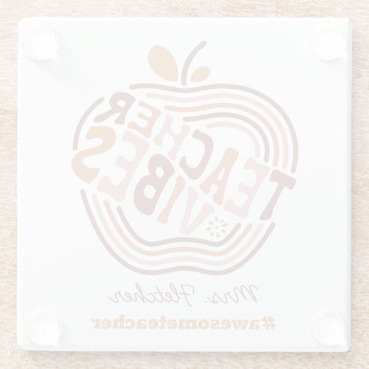 Teacher Gift Apple Boho Glazen Onderzetter (Achterkant)