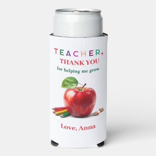 Teacher Gift – Can Cooler with Thank You Message (Seltzer Voorkant)